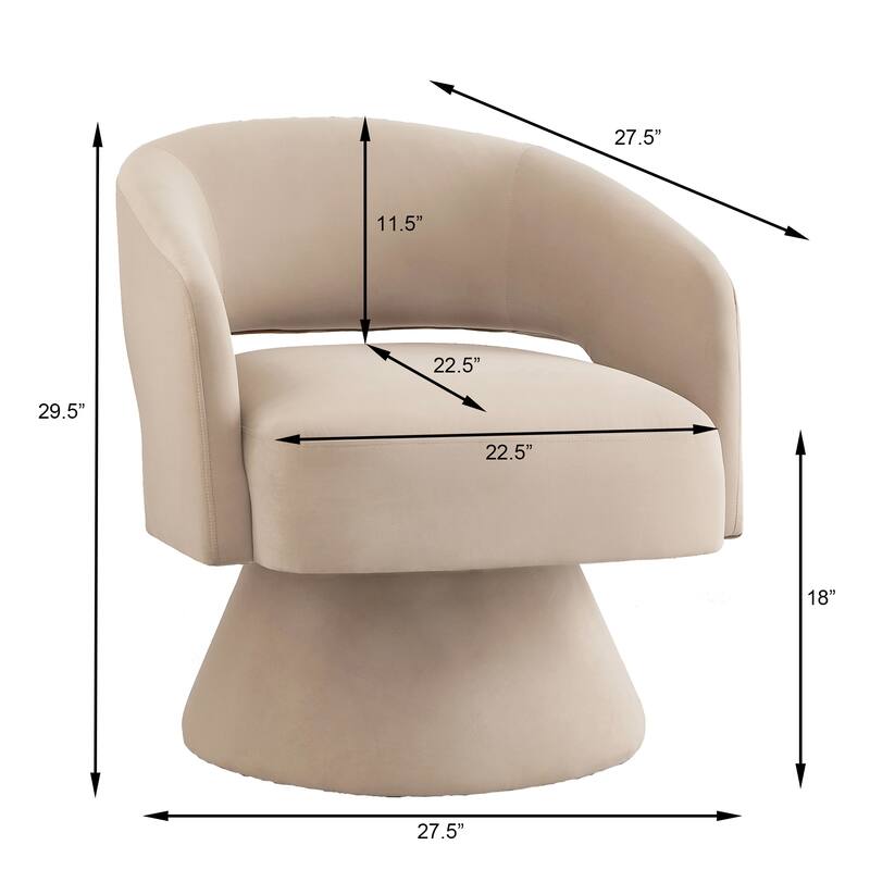 Swivel Barrel Chair,Upholstered Velvet Accent Chairs with Open Backrest and 360 Degree