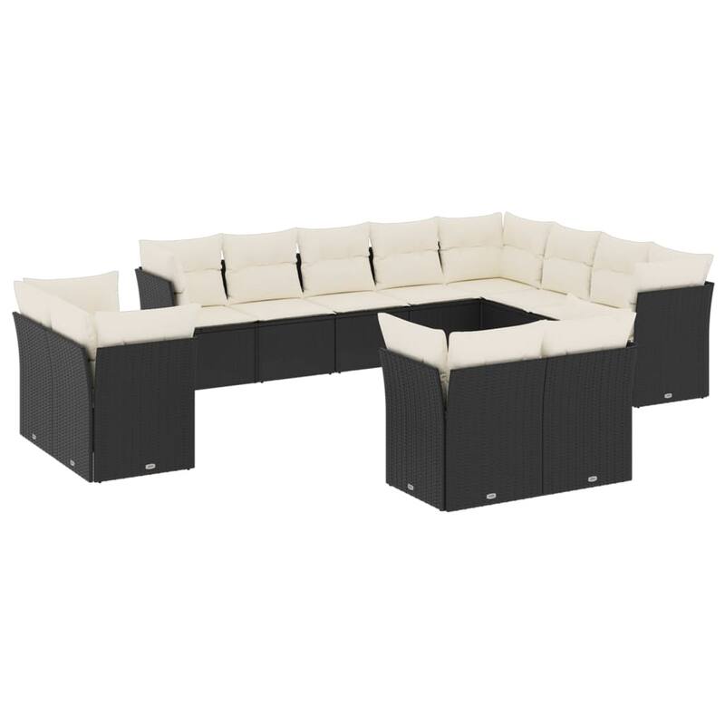 vidaXL Garden Sofa Set Black, Cream White - 24.4 x 24.4 x 27.2