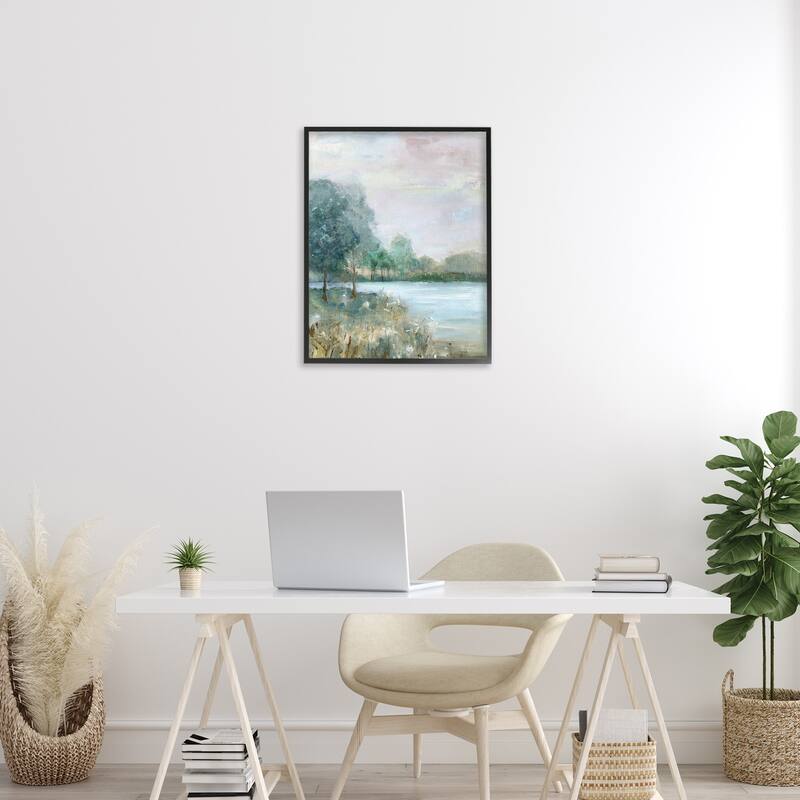 Stupell Serene Riverside View Framed Giclee Art Design By Sally Swatland