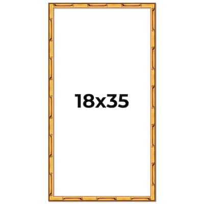 18x35 Frame Gold Bamboo Solid Wood Picture Frame | 1 Inch Moulding