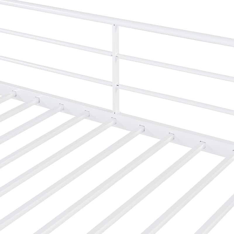 Twin Size Metal Loft Bed with Upper Grid Storage Shelf and Lateral Storage Ladder