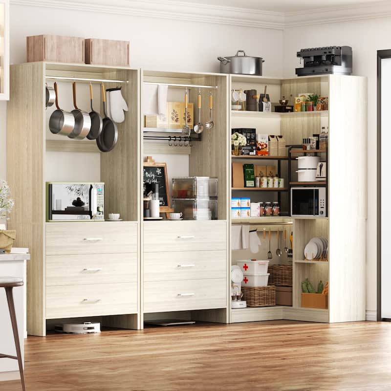 Cimly Set of 3 Freestanding Corner Closet System, Space-saving Closet Organizer for Walk-in/ Reach-in Closet