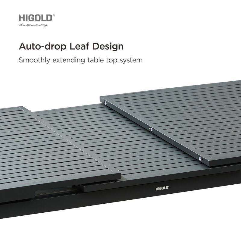 HIGOLD Heck Aluminum 1-Piece Extendable Patio Dining Table, Outdoor Furniture for 8