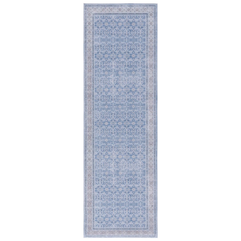 SAFAVIEH Tucson Machine Washable Slip Resistant Nelja Oriental Rug - 2'6" x 8' Runner - Blue/Rust