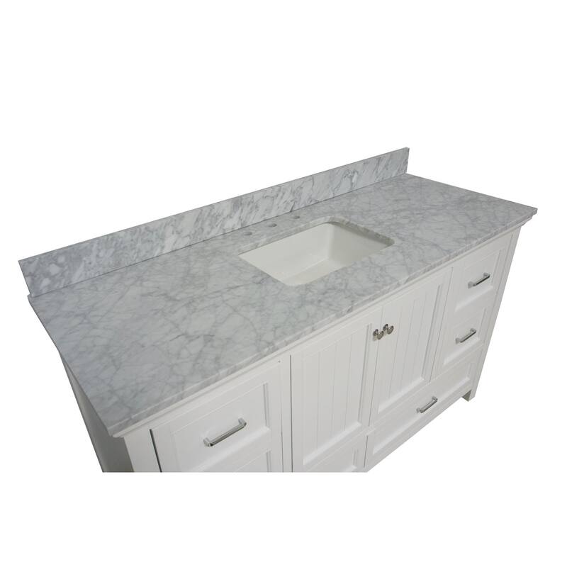 KitchenBathCollection Paige 60" Single Bathroom Vanity with Carrara Marble Top