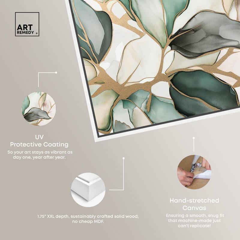 Golden Veined Leaves II Canvas by Art Remedy