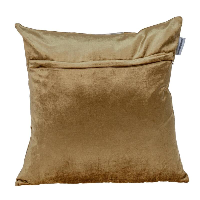 18" Gold and Beige Transitional Square Throw Pillow