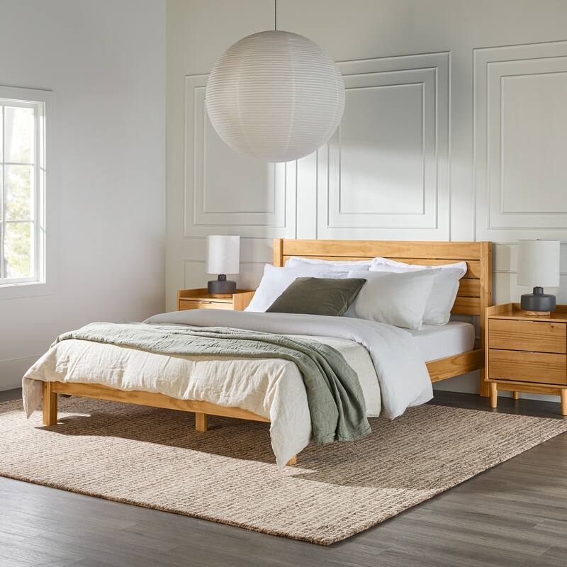Boho Style Queen Bedframe - Solid Pine, No Box Spring Required, Minimalist Design