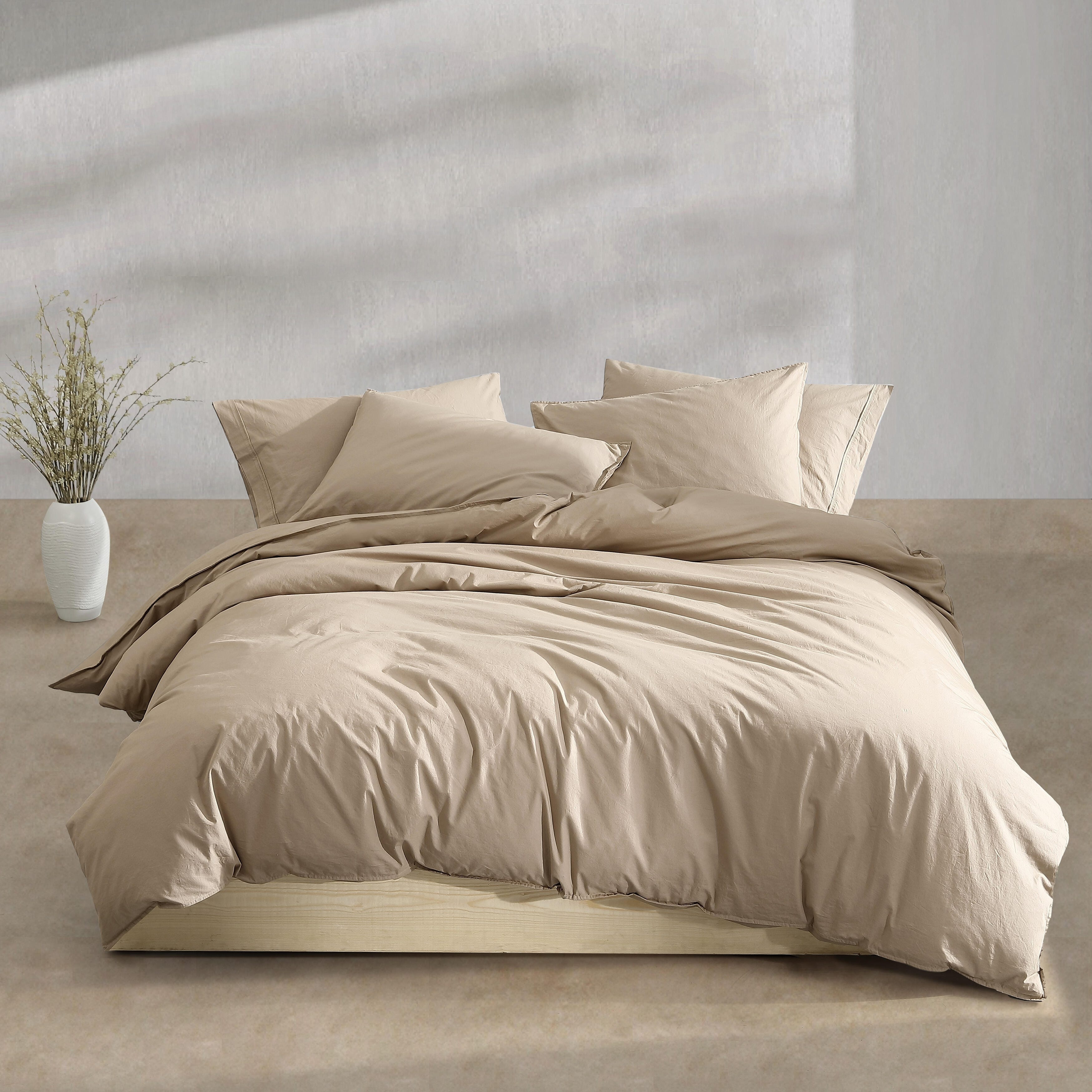 Calvin Klein Washed Percale Solid Cotton Duvet Cover Set