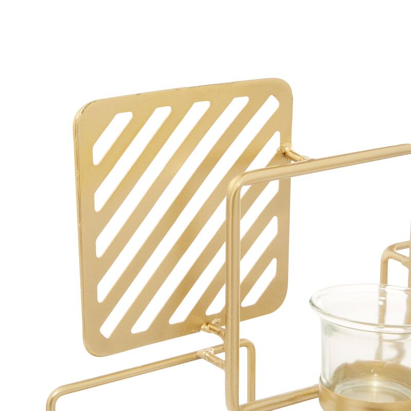 Gold Iron Contemporary Candelabra 16 x 18 x 5 - 18 x 5 x 16