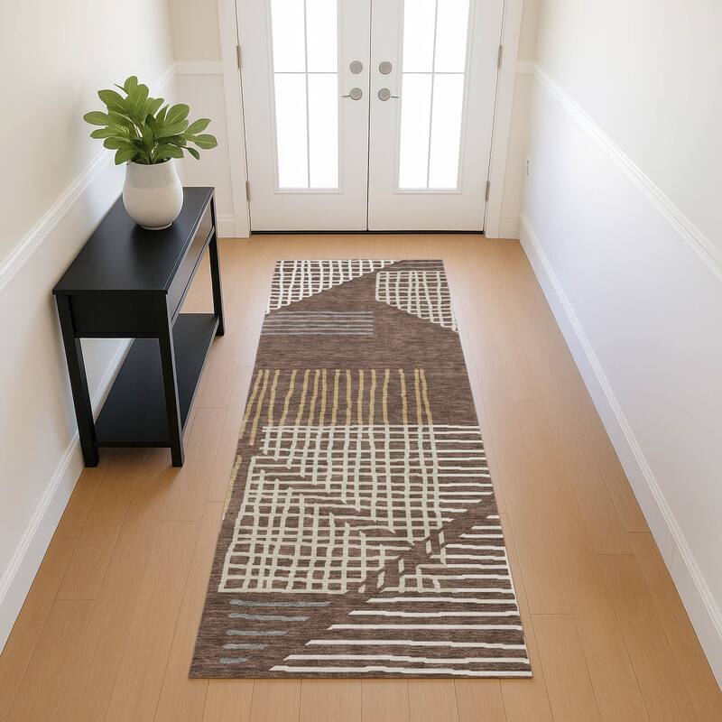 Machine Washable Indoor/ Outdoor Casual Contemporary Chantille Rug