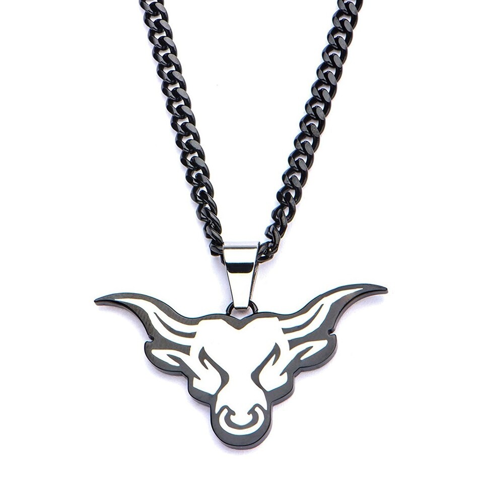 Shop Wwe The Rock Bull Logo Pendant W 24 Chain Grey Overstock 18950083