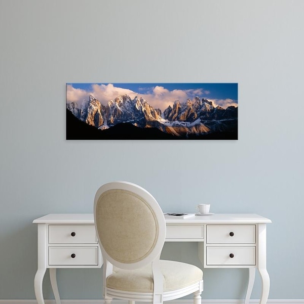 Easy Art Prints Panoramic Images's 'Snowcapped mountain peaks, Dolomites, Italy' Premium Canvas Art