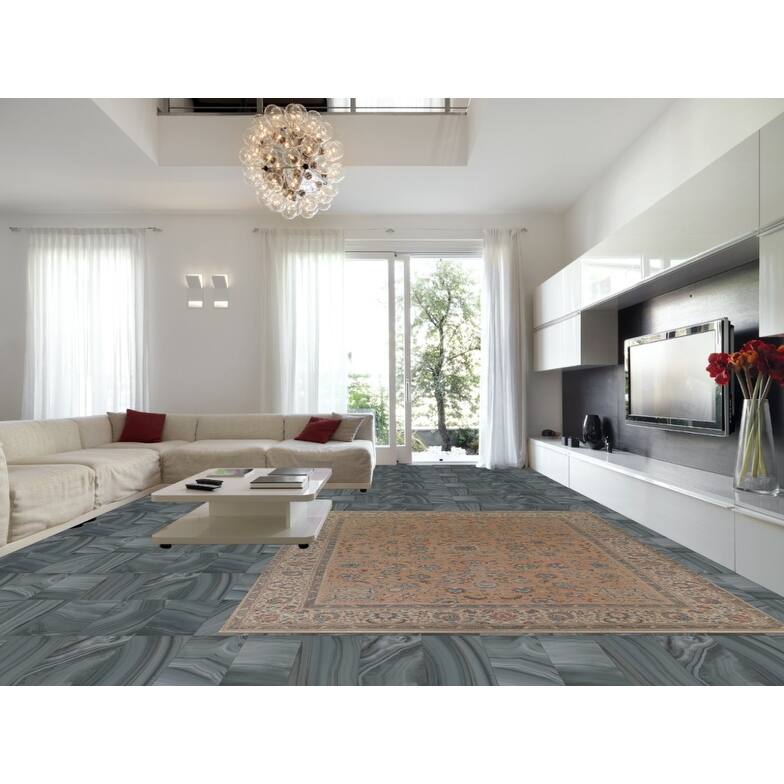 Hand Knotted Oriental 100% Wool Carpet Traditional All-Over Coral Tabriz Area Rug - 12' 6'' X 9' 7''