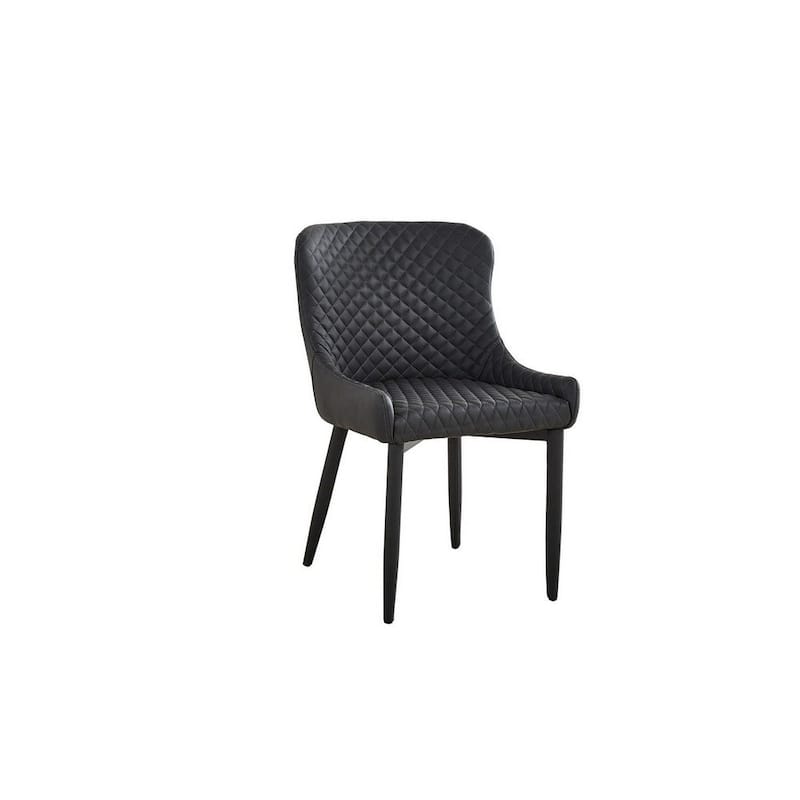 Modern Dining Chair, Beige Vegan Faux Leather, Metal Legs - 34 H x16 W x 17.5 L Inches