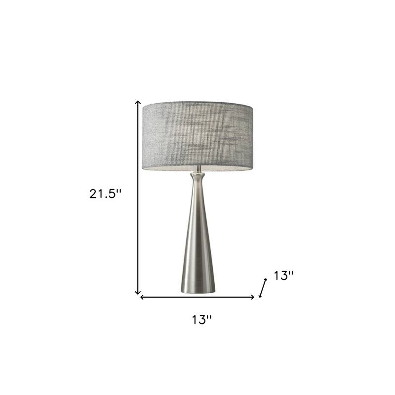 HomeRoots Silver Metal Table Lamp With Gray Drum Shade - 13 x 13 x 21.5