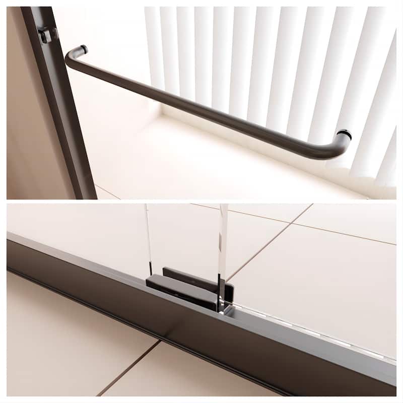 60''W Semi-Frameless 1/4'' Glass Double Sliding Shower Door in Black/Chrome for Bathroom