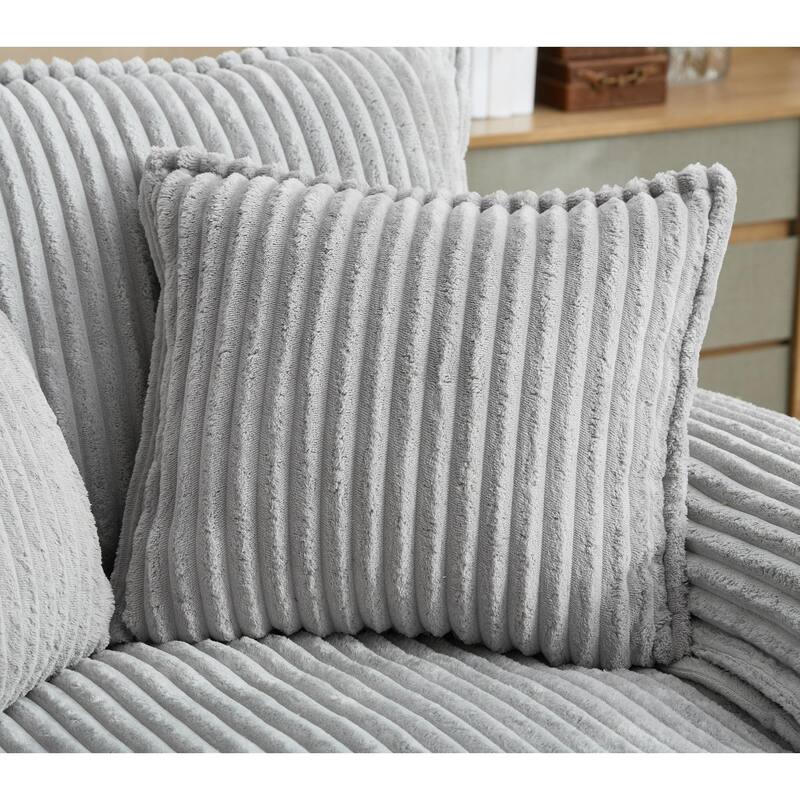 Corduroy Oversized Chaise Lounge with 4-Position Adjustable Backrest, 2 Pillows & 300lb Capacity - Convertible Sofa Bed
