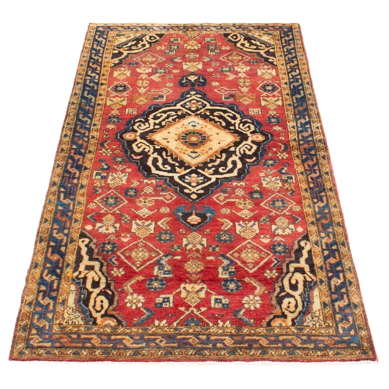 ECARPETGALLERY Hand-knotted Andelz Red Wool Rug - 4'3 x 8'2