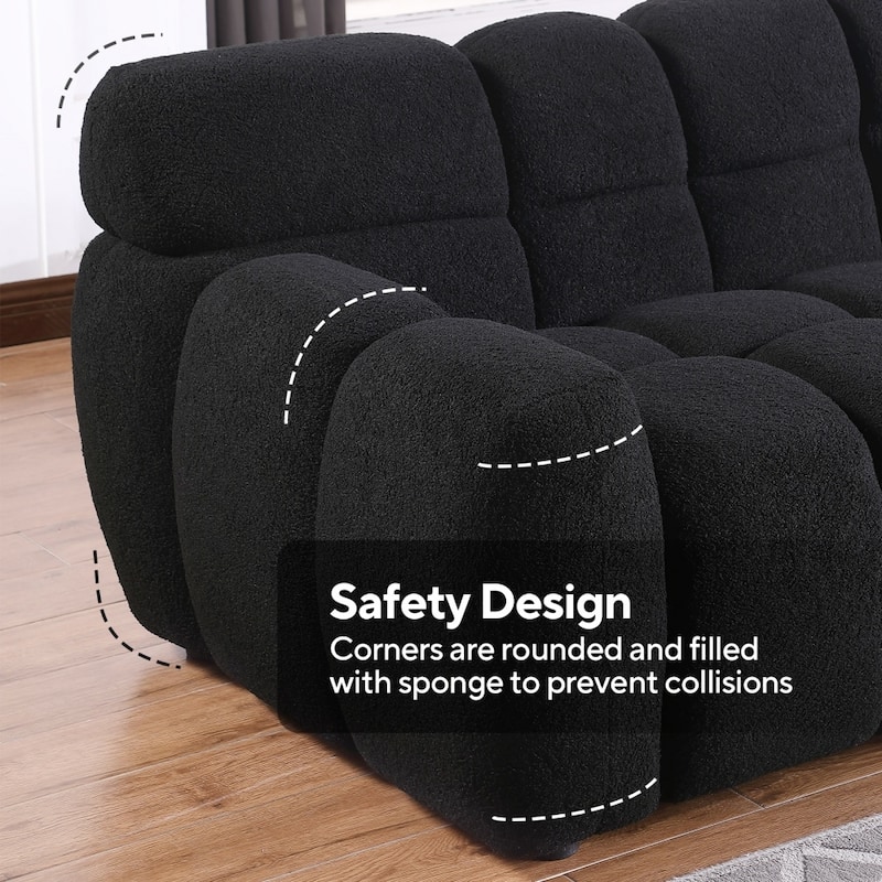 87.4" 3-Seater Boucle Sofa with Wood Frame
