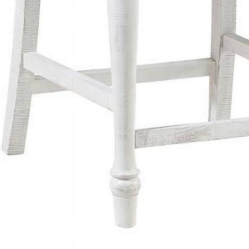 Set of 2, Chairs with Antique White Wood and Grey Seat