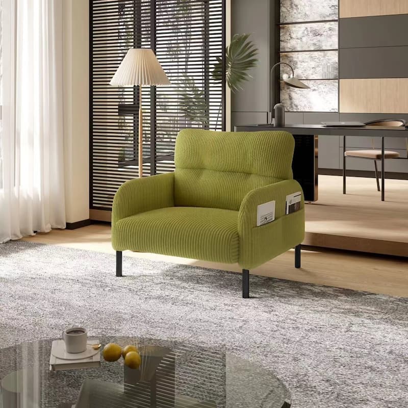 Side Chair Accent Chair Office Chair, Comfortable Coffee Chair Lobby Chair Olive Green Padded Chair Sofa Chair - Olive Green
