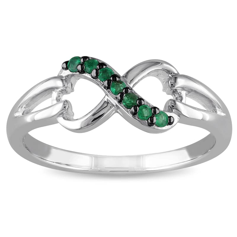 Miadora Sterling Silver Emerald Infinity Promise Ring