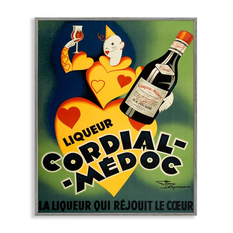 Stupell Retro Vintage Wine Advertisement Framed Giclee Art Design By Marcus Jules - 11 x 14 - Grey
