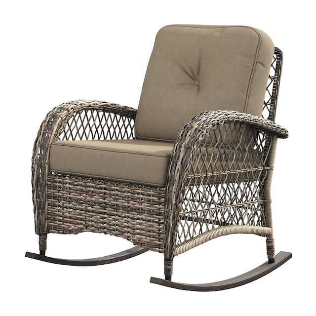 Corvus Salerno Outdoor Handwoven Resin Wicker Rocking Chair