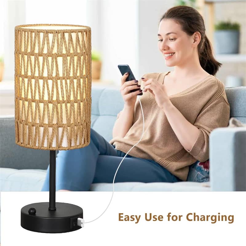 Table Lamp with USB Charger & Phone Stand