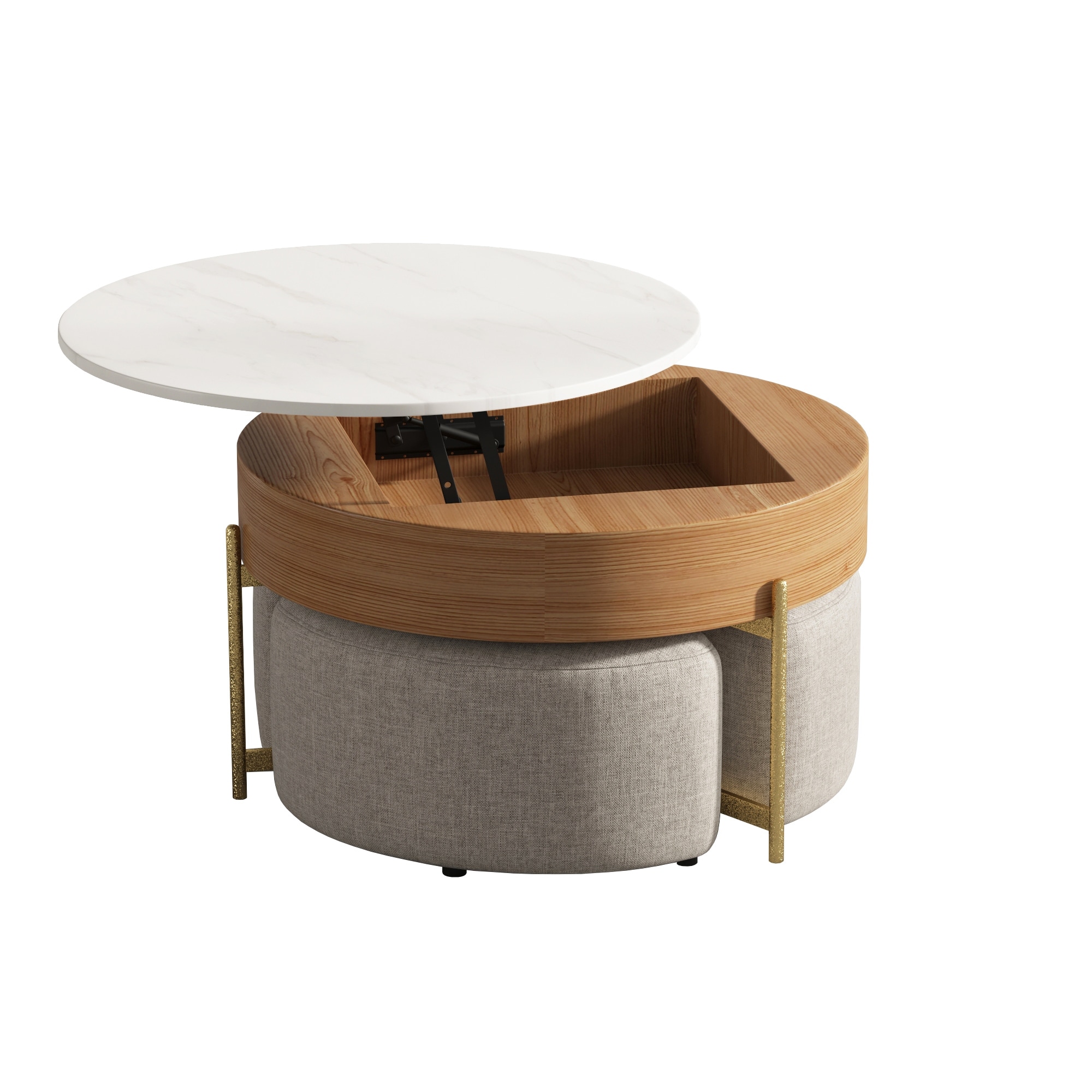 Round coffee table with stools 2025