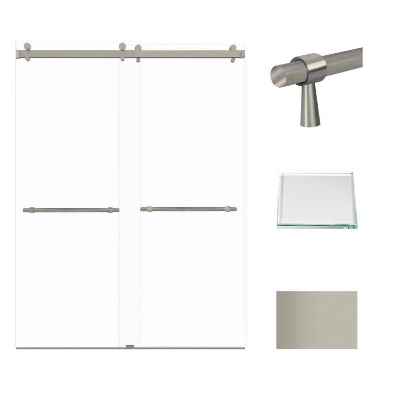 Transolid BYPT608010L-BK Brooklyn 80" High x 60" Wide Bypass Frameless - Brushed Stainless