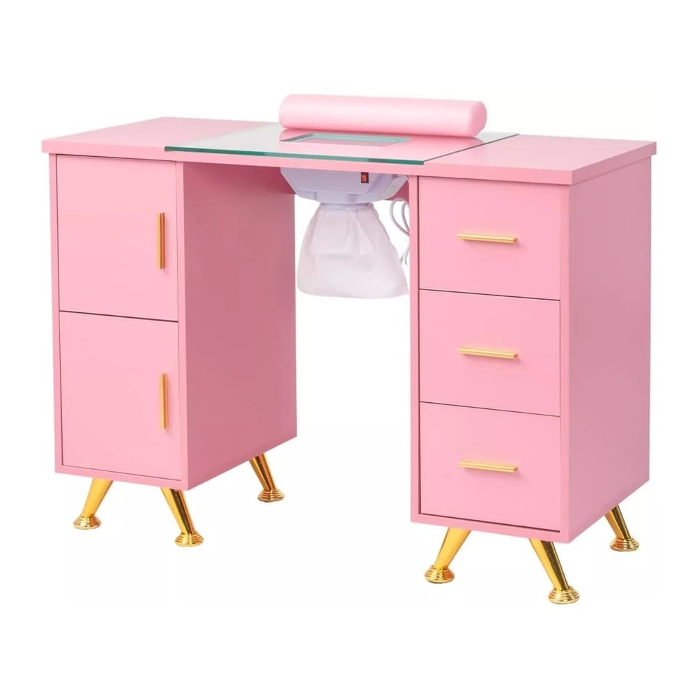 Manicure Table Nail Desk Nail Tech Side Cabinet and Drawers Ergonomic
