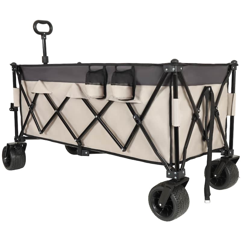 Heavy-Duty Foldable Utility Wagon - 480lbs Capacity, Patented Ultra-Stable Frame, 1:6 Space-Saving Fold & 7"All-Terrain Wheels
