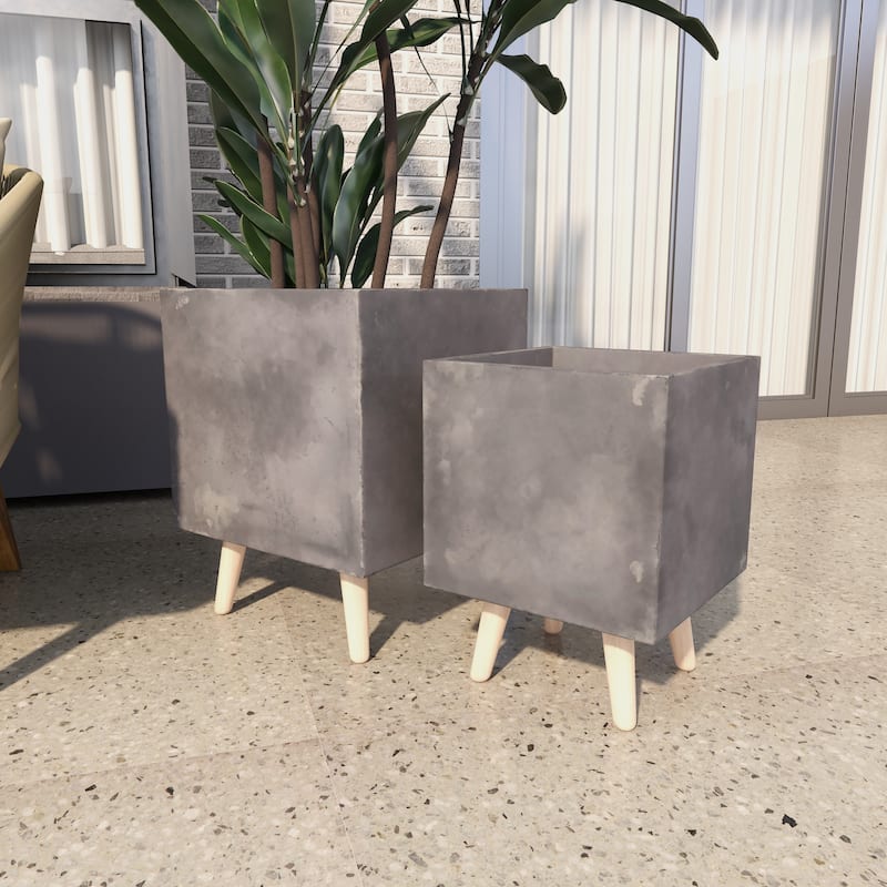 Fiberclay Ceramic Planter - Set of 2 Dark Gray or Gray - Roche River Decor