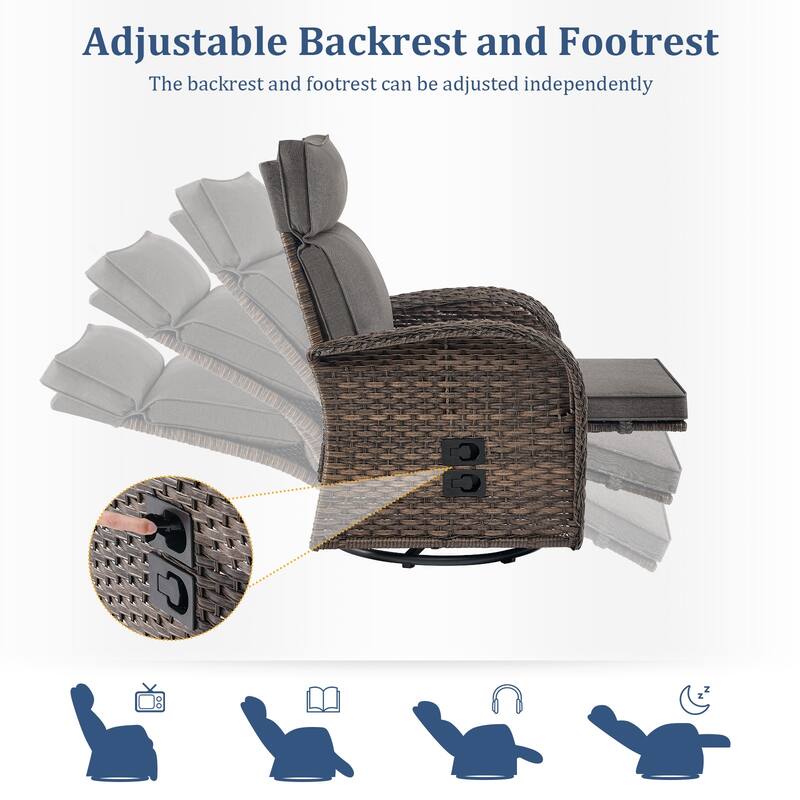 Pocassy Lounge Chair Swivel Reclining Chair with Adjustable Backrest