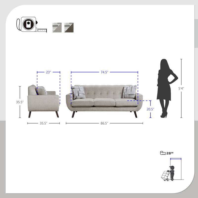 Celosia 3-Piece Microfiber Living Room Sofa Set