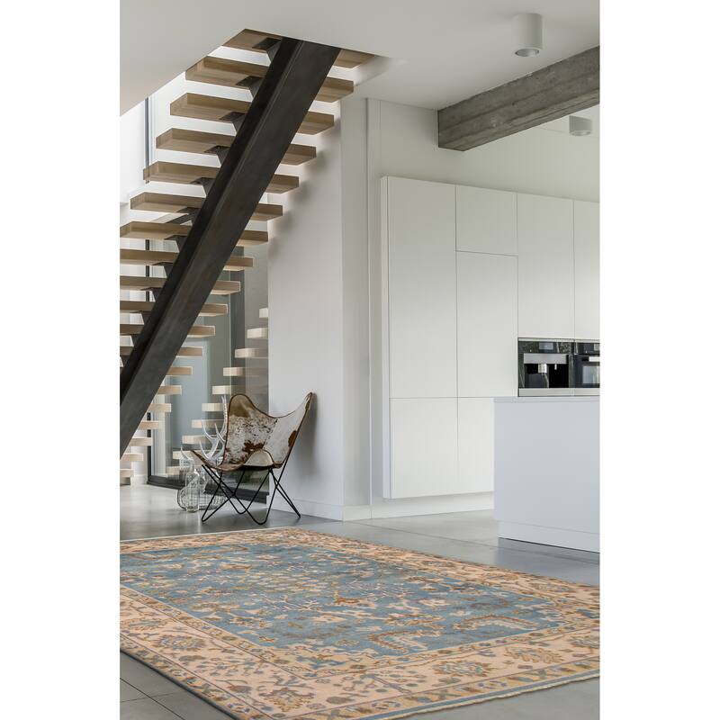 ECARPETGALLERY Hand-knotted Royal Oushak Light Blue Wool Rug - 5'11 x 9'0