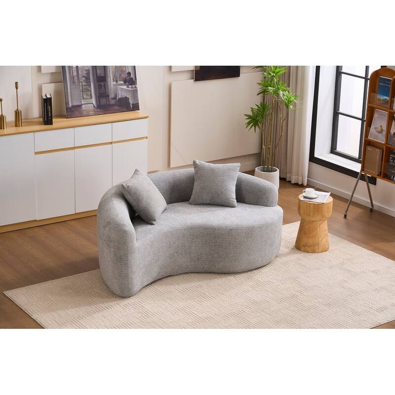 Single S-Curved Chenille Sofa Chair, No Assembly - Light Gray