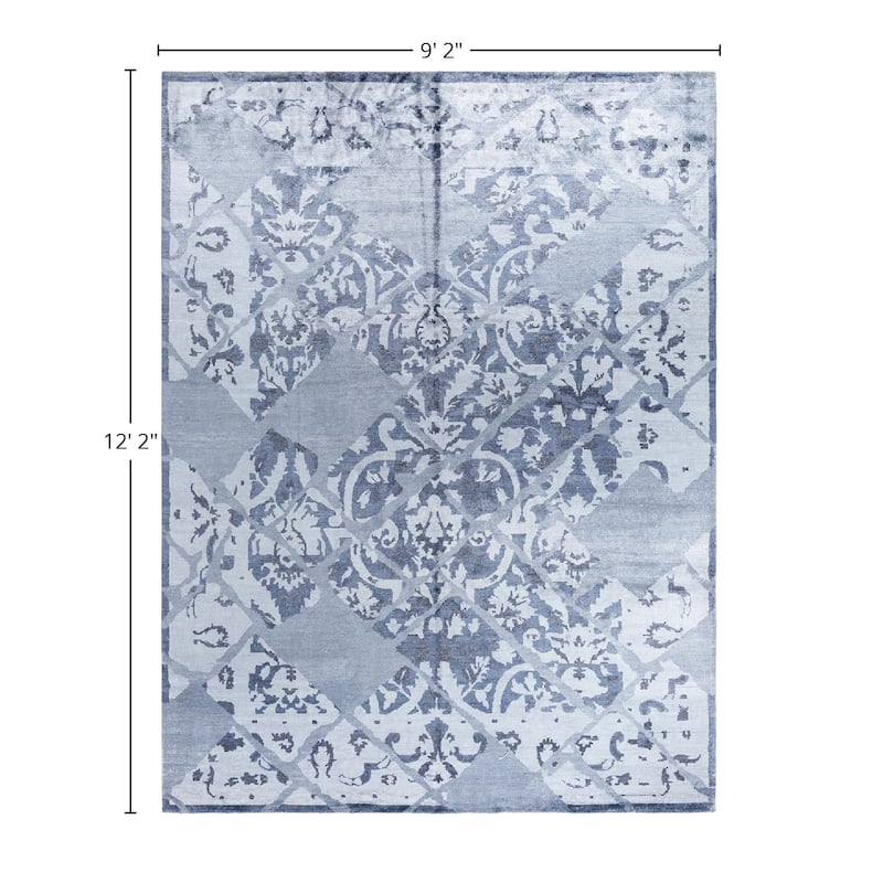 Modern One-of-a-Kind Hand-Knotted Area Rug - Ivory, 9' 2" x 12' 2" - 9' 2" x 12' 2"