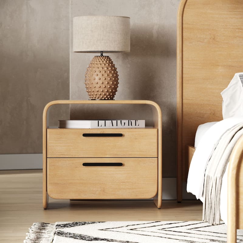 Modrest Dresden Modern Natural Acacia 2-Drawer Nightstand