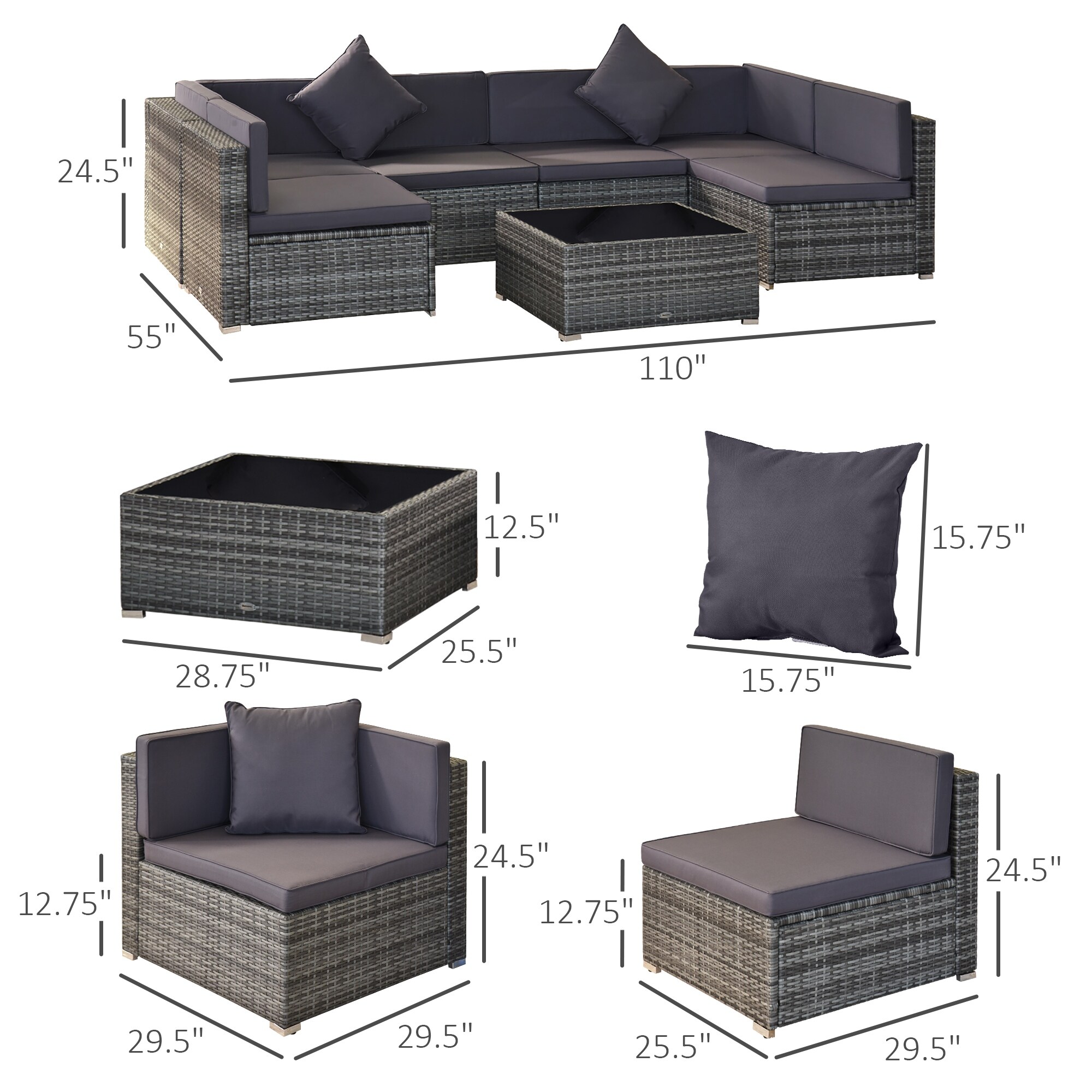 Siara 7 piece Rattan Wicker Sectional Patio Set by Havenside Home