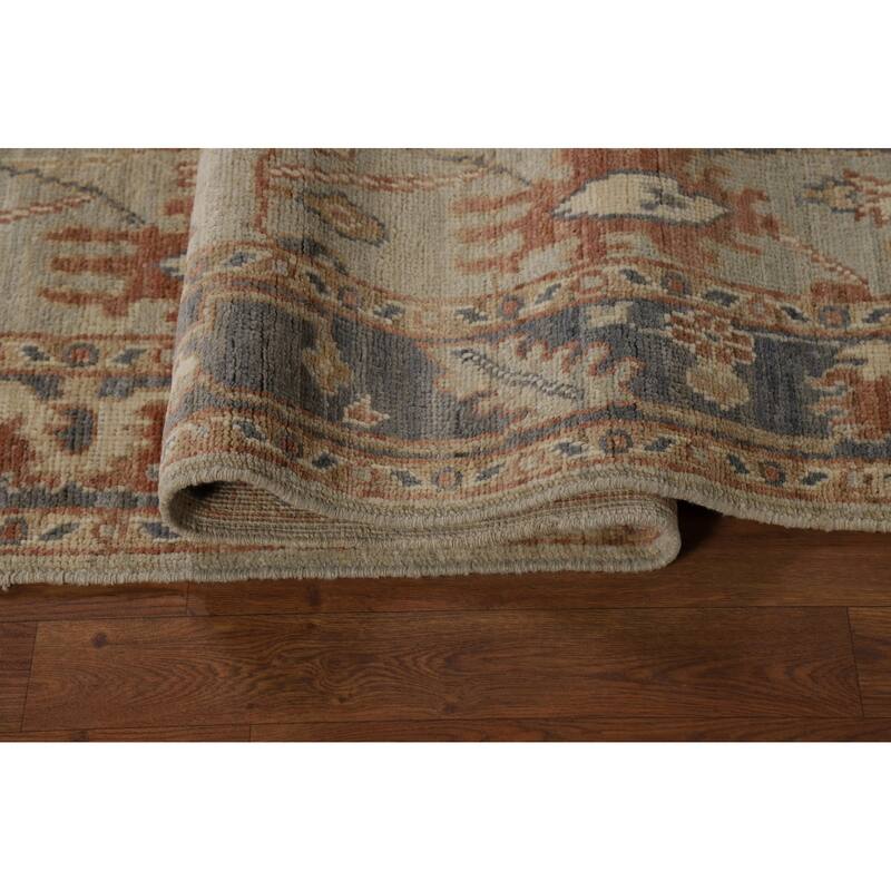 Vegetable Dye Oushak Turkish Runner Rug Handmade Wool Carpet - 3'2" x 10'0"