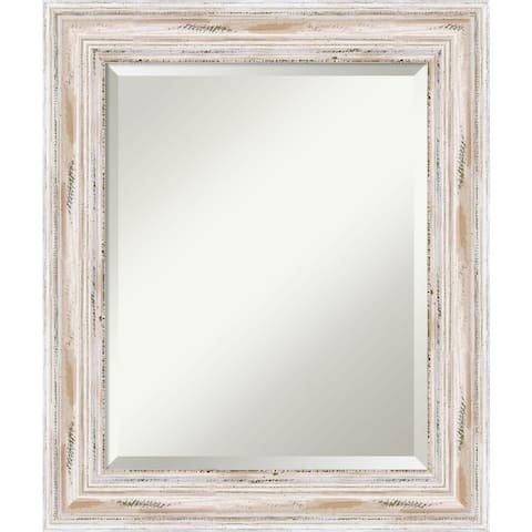 Beveled Wood Wall Mirror - Alexandria White Wash Frame