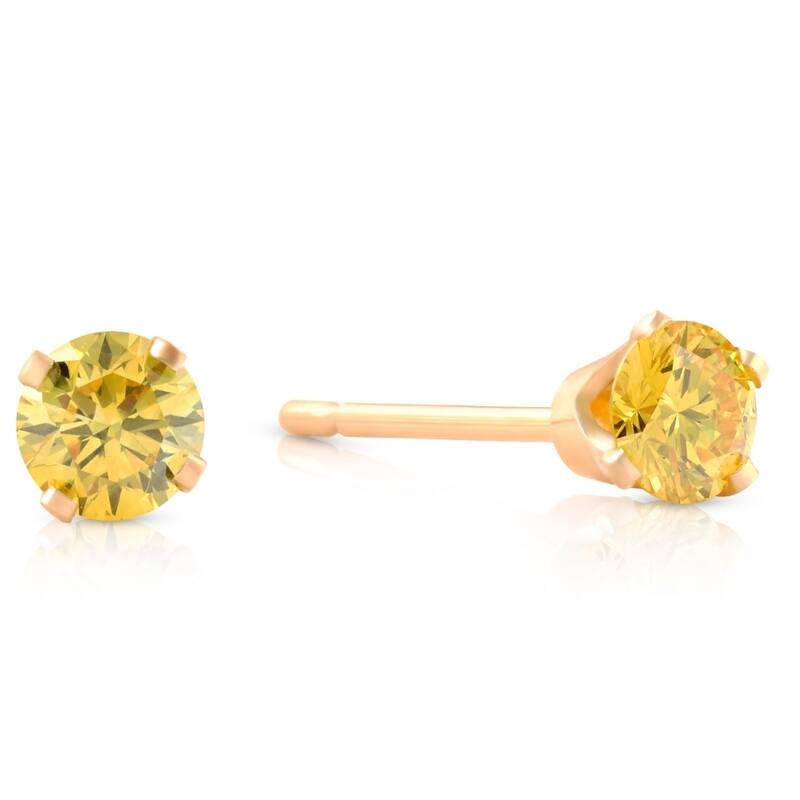 1/3 Ct T.W. Fancy Canary Yellow Lab Diamond Studs Yellow Gold Lab Grown