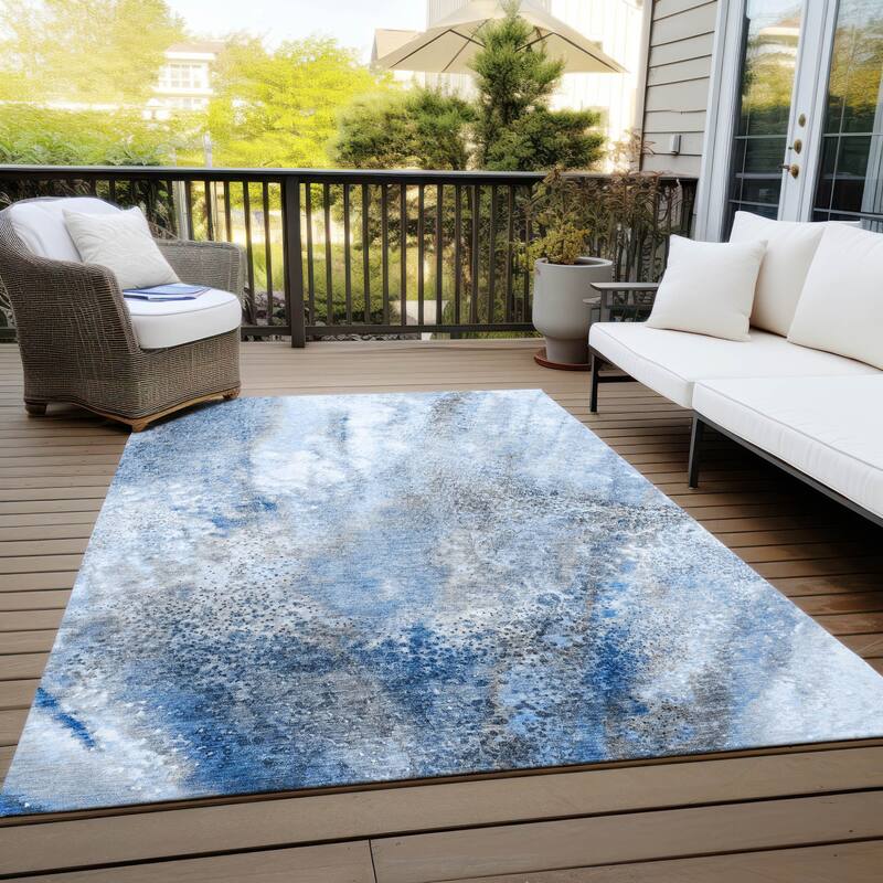 Bax Artistic Abstract Weather Resistant Current & Stylish Runner Outdoor Rug