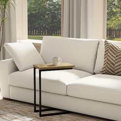 Simpli Home Skyler MANGO WOOD & Metal 18" Wide Industrial C Side Table in Natural, Fully Assembled - 18 inch Wide 