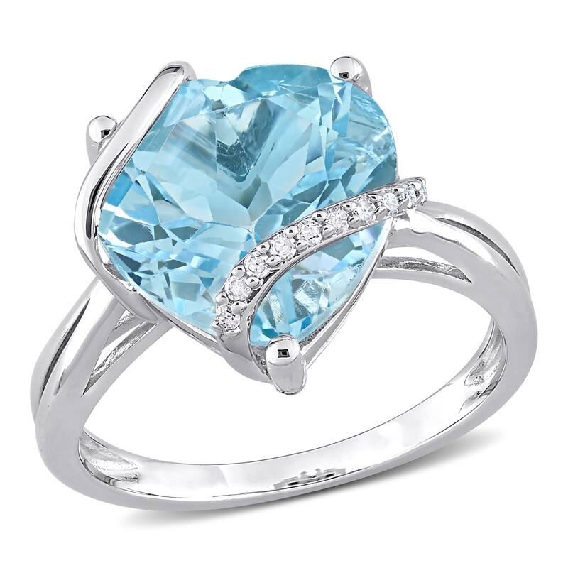 Miadora Heart-cut Sky Blue Topaz & Diamond Accent Swirl Cocktail Ring in Sterling Silver