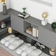 preview thumbnail 5 of 7, Grey Full Size Wood Floor Bed with L-shaped Bookcases, Sliding Doors, without Slats