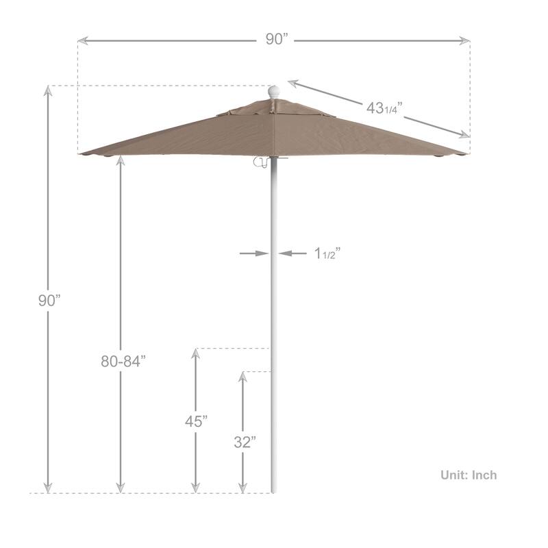 California Umbrella 7.5' Rd.. Aluminum Frame, Fiberglass Rib Market Umbrella, Push Open, White Finish, Olefin Fabric